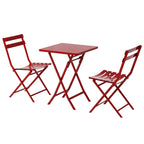3 Piece Patio Minimalist Bistro Set Foldable Square Table & Chairs - 3-Piece