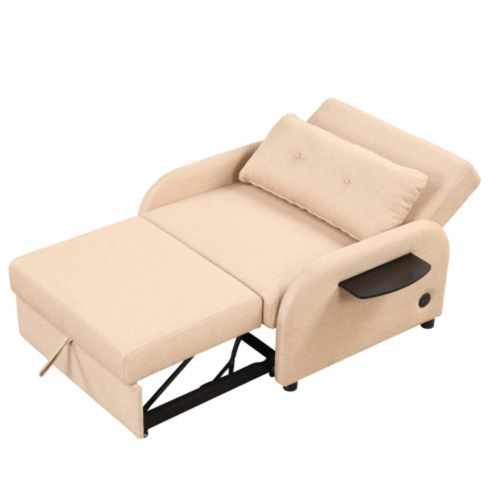3-in-1 Pull-Out Sofa Sleeper with Collapsible Wing Table & USB Ports by Harper&Bright Designs
