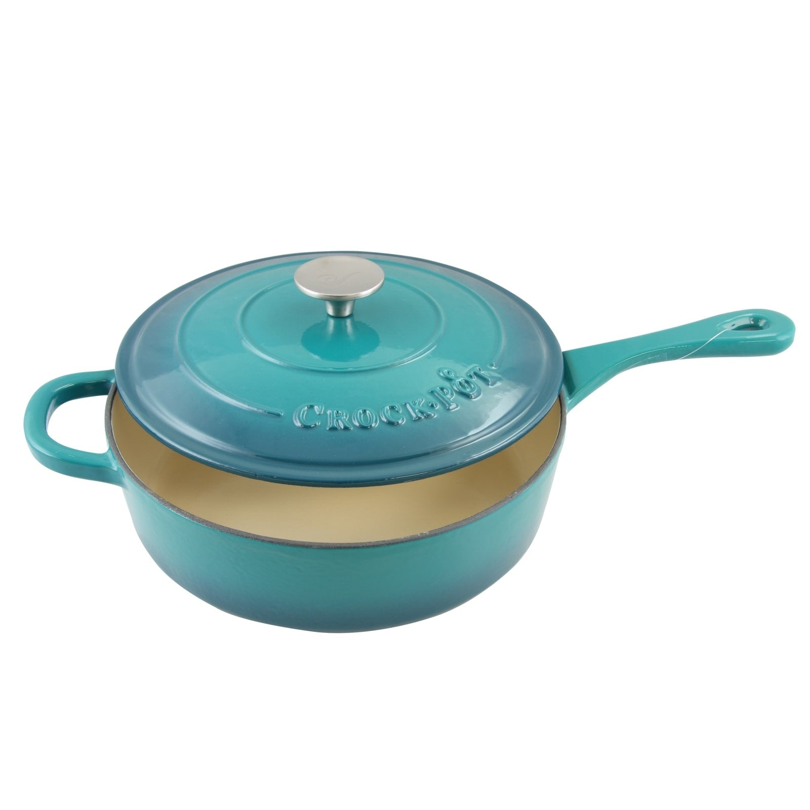 Sauteuse en fonte émaillée de 3,5 litres avec couvercle, coloris turquoise ombré