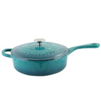 Sauteuse en fonte émaillée de 3,5 litres avec couvercle, coloris turquoise ombré