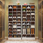 Armoire à chaussures haute pour 30 paires, étagère à chaussures en bois blanc à 10 niveaux pour placard ou entrée - 10 niveaux