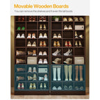 Armoire à chaussures haute pour 30 paires, étagère à chaussures en bois blanc à 10 niveaux pour placard ou entrée - 10 niveaux