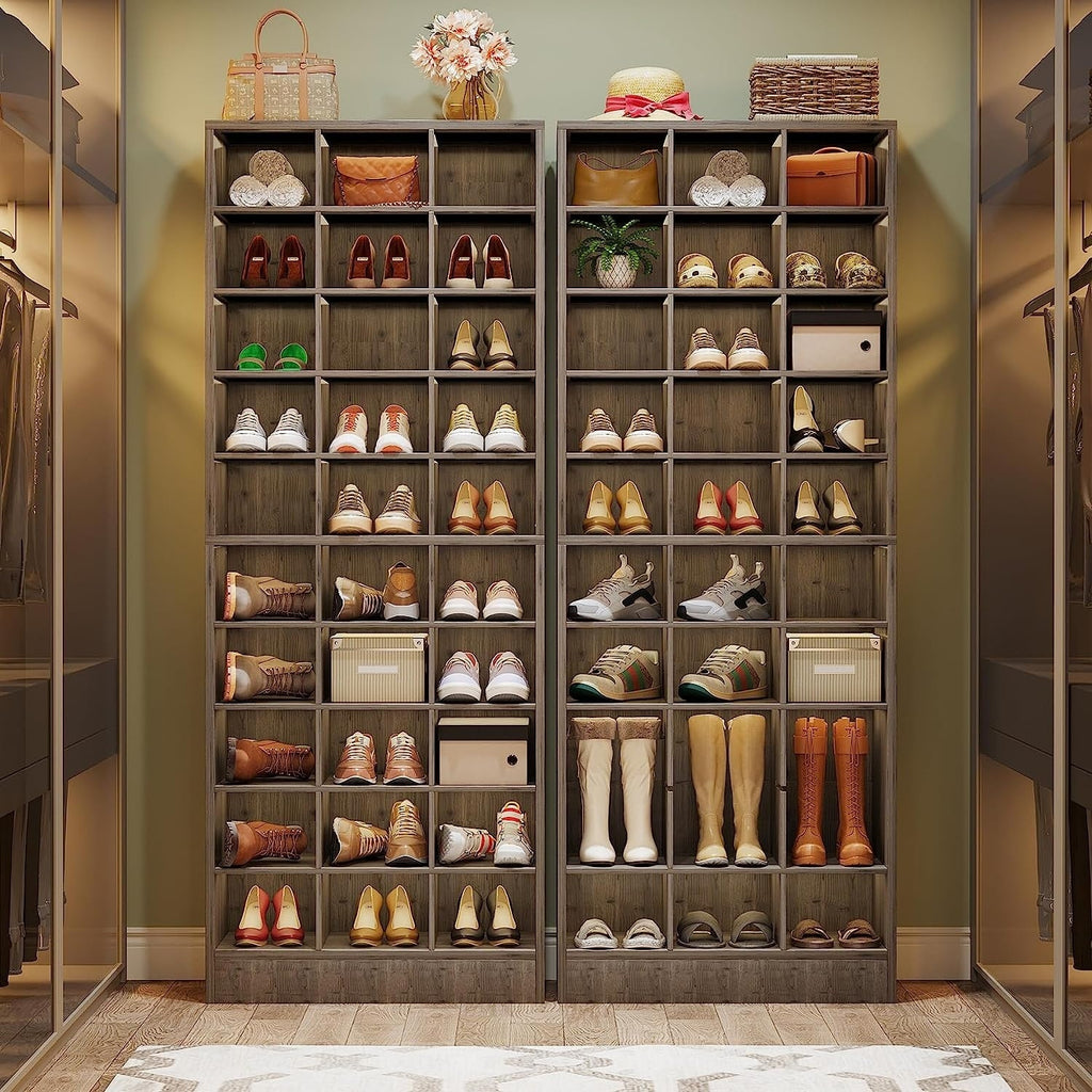 Armoire à chaussures haute pour 30 paires, étagère à chaussures en bois blanc à 10 niveaux pour placard ou entrée - 10 niveaux