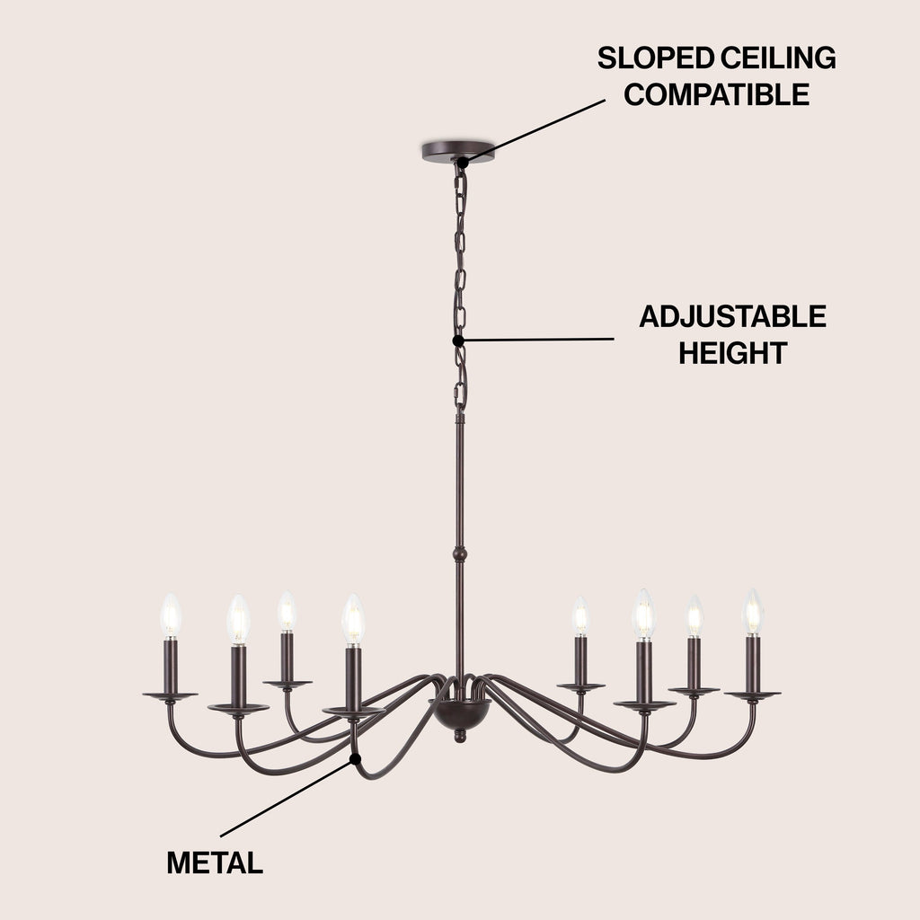 Lustre LED en fer à 6 lumières de 34,75 pouces, par JONATHAN Y