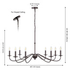 Lustre LED en fer à 6 lumières de 34,75 pouces, par JONATHAN Y