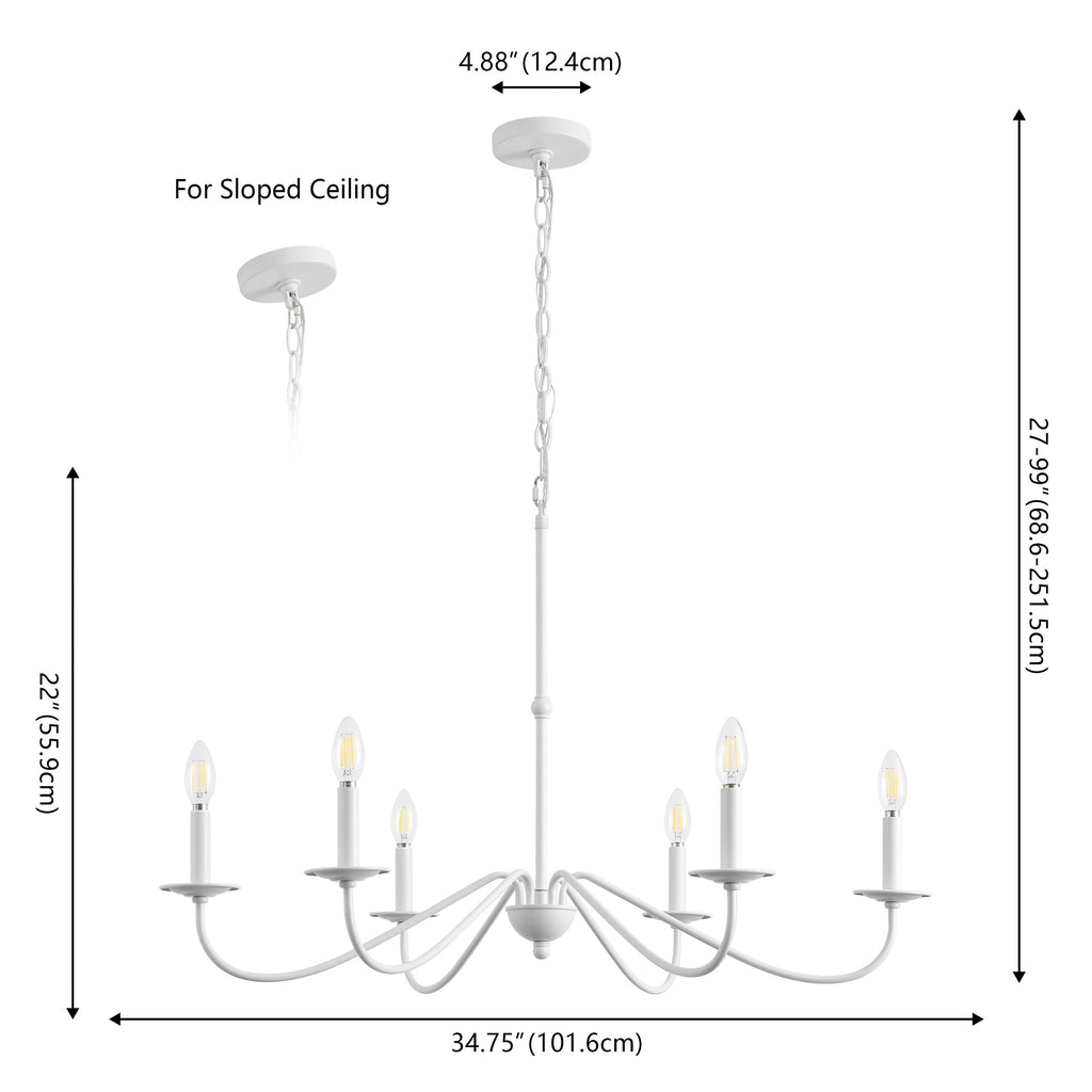 Lustre LED en fer à 6 lumières de 34,75 pouces, par JONATHAN Y