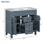 Meuble-lavabo moderne de 91 cm (36 po) avec vasque et armoire à miroir, 2 portes et 2 tiroirs