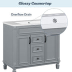 Meuble-lavabo moderne de 91 cm (36 po) avec vasque et armoire à miroir, 2 portes et 2 tiroirs