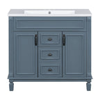 Meuble-lavabo moderne de 91 cm (36 po) avec vasque et armoire à miroir, 2 portes et 2 tiroirs