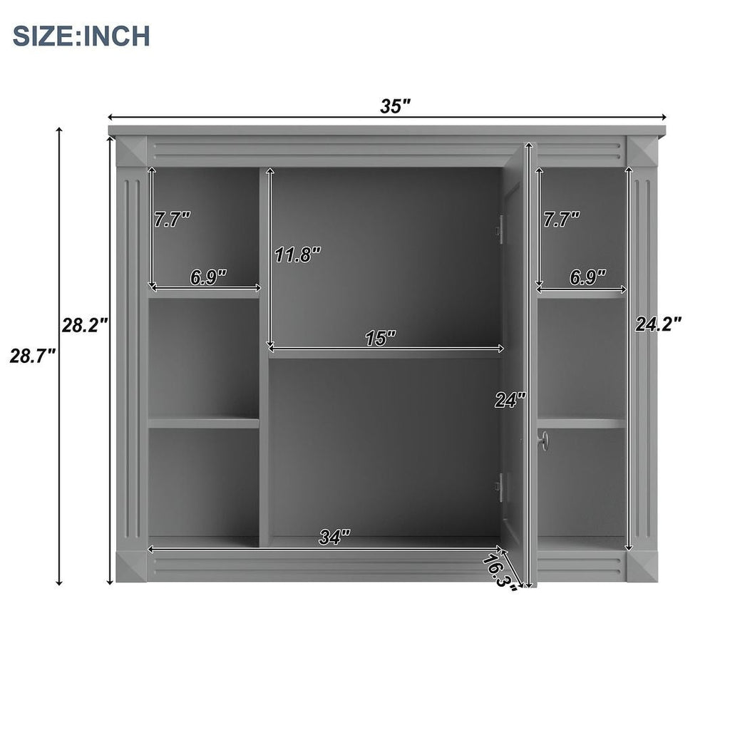 Meuble-lavabo moderne de 91 cm (36 po) avec vasque et armoire à miroir, 2 portes et 2 tiroirs