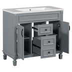 Meuble-lavabo moderne de 91 cm (36 po) avec vasque et armoire à miroir, 2 portes et 2 tiroirs