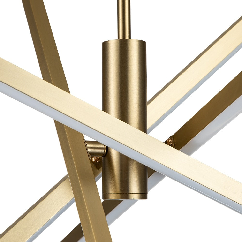 Lustre LED moderne en aluminium noir et or de style Sputnik, suspension linéaire pour salon/salle à manger/cuisine