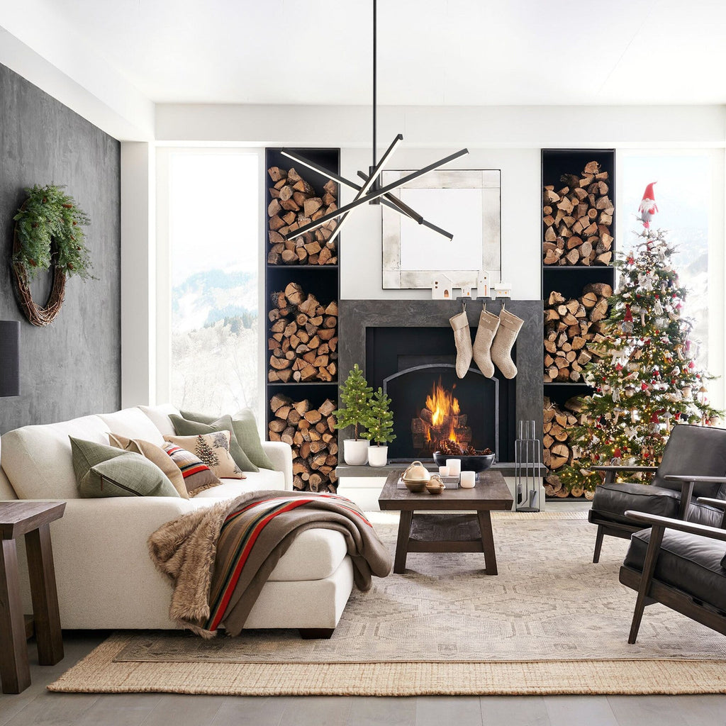 Lustre LED moderne en aluminium noir et or de style Sputnik, suspension linéaire pour salon/salle à manger/cuisine