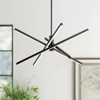 Lustre LED moderne en aluminium noir et or de style Sputnik, suspension linéaire pour salon/salle à manger/cuisine