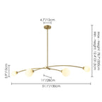 Suspension Sputnik linéaire moderne dorée à 4 lumières, style épuré, idéale pour îlot central ou salle à manger - 130 cm (L) x 28 cm (P) x 15 cm (H)