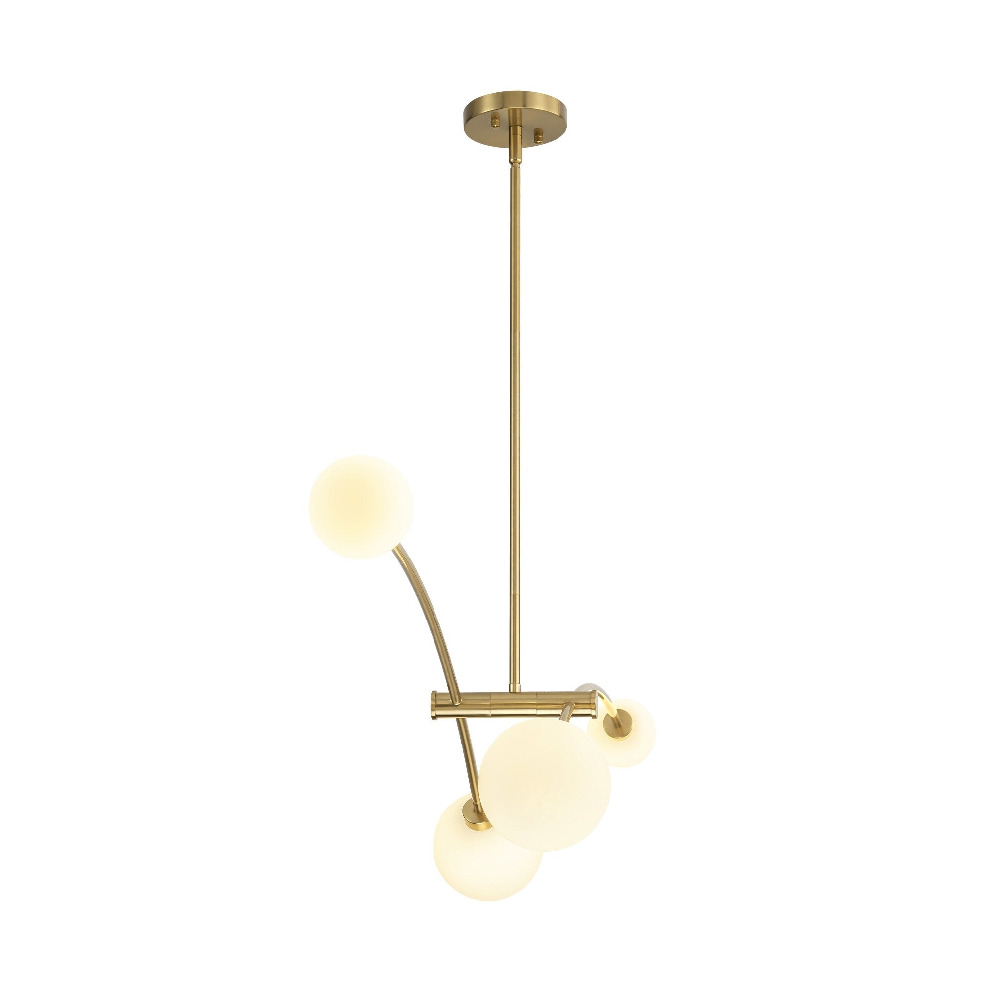 Suspension Sputnik linéaire moderne dorée à 4 lumières, style épuré, idéale pour îlot central ou salle à manger - 130 cm (L) x 28 cm (P) x 15 cm (H)