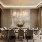 Lustre rectangulaire moderne en cristal doré de 101,6 cm (40 po) avec branches d'arbre, suspension pour îlot de cuisine ou salle à manger.