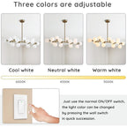 Lustre linéaire moderne du milieu du siècle de 101,6 cm (40 po), suspension Sputnik en laiton doré à 16 lumières avec globe en verre dépoli pour salle à manger