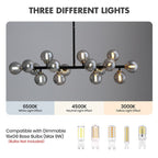 Lustre linéaire moderne du milieu du siècle de 101,6 cm (40 po), suspension Sputnik en laiton doré à 16 lumières avec globe en verre dépoli pour salle à manger