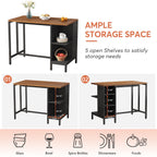 Îlot de cuisine de 43 pouces de large, table de comptoir de cuisine avec 5 étagères ouvertes