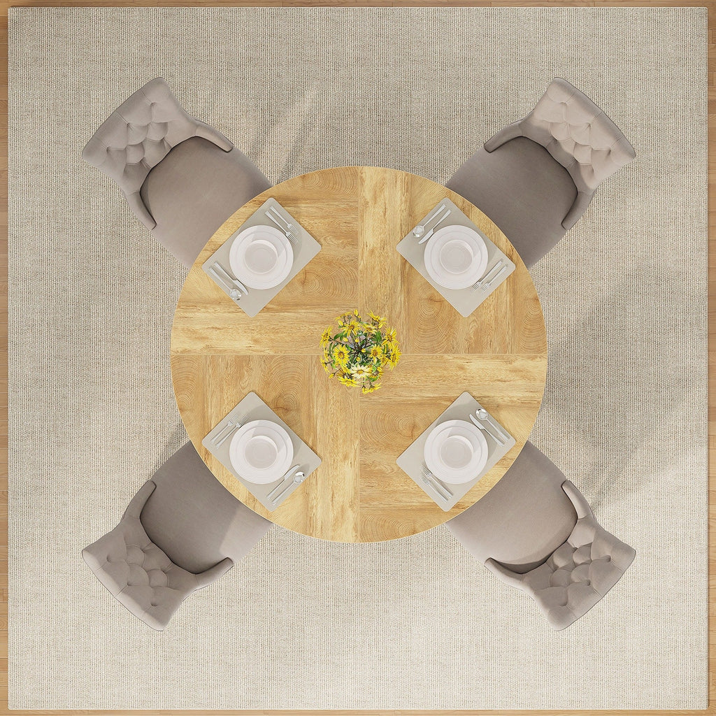 Table de salle à manger ronde de 47 pouces pour 4 personnes, table de cuisine de style campagnard, petite table à manger en bois pour salle à manger ou salon