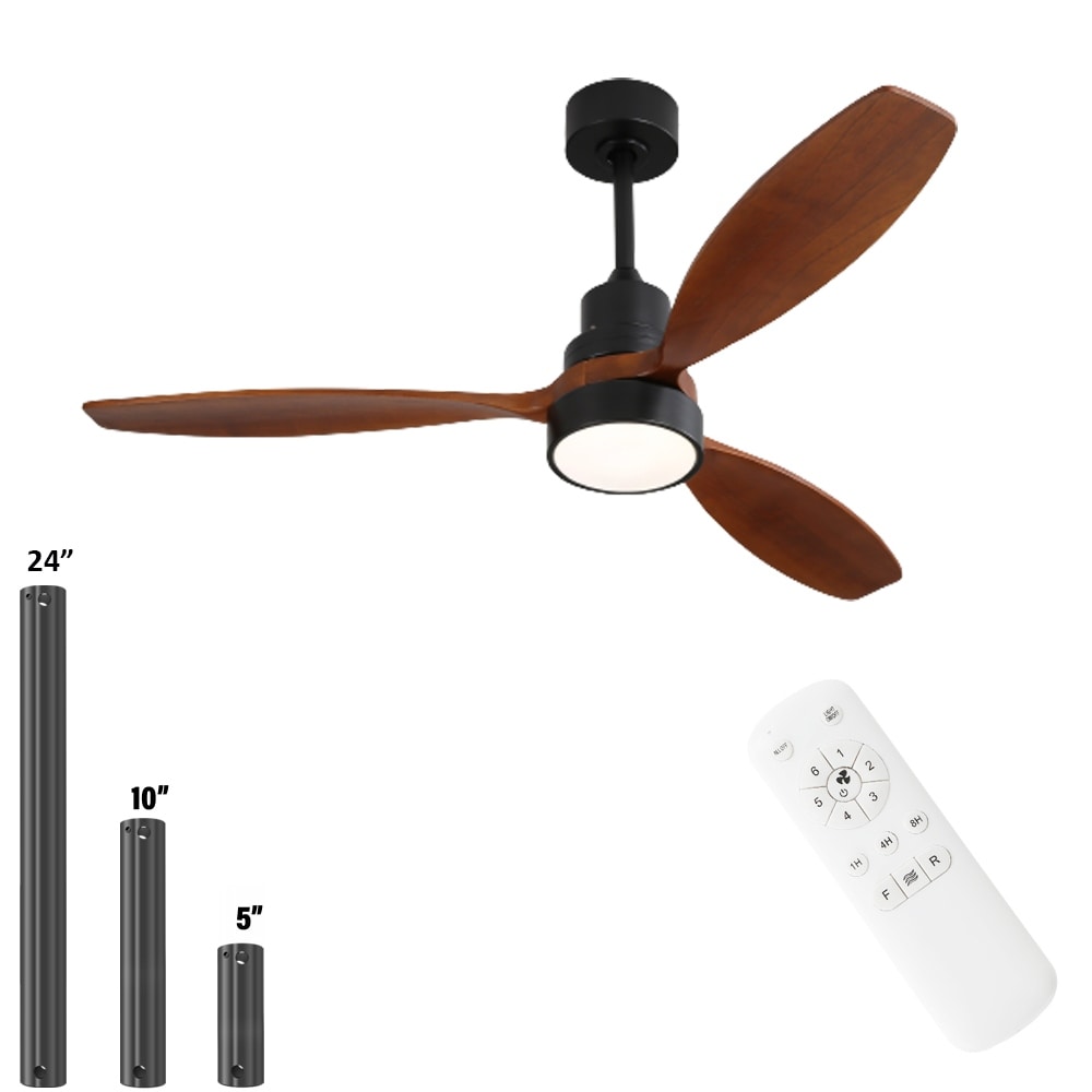 Ventilateur de plafond LED intégré 48 et 52 pouces avec éclairage et télécommande, moteur CC réversible