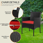 4 Piece Patio Conversation Wicker Furniture Set, Outdoor Rattan Sectional Furniture Set With Cushions