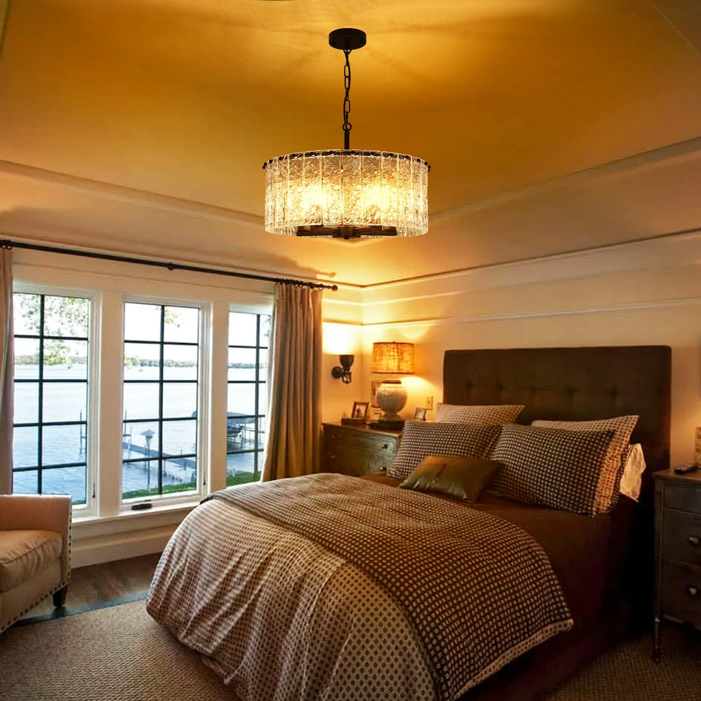 Lustre moderne rond à 5 lumières, style tambour, plafonnier semi-encastré classique, suspension pour îlot de cuisine ou salle à manger