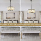 Lustre moderne rond à 5 lumières, style tambour, plafonnier semi-encastré classique, suspension pour îlot de cuisine ou salle à manger