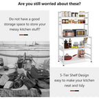 Étagère de cuisine à 5 niveaux avec rangement intégré, support pour four à micro-ondes, chariot de cuisine industriel avec étagère.