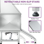 Baignoire de toilettage réglable en acier inoxydable de 127 cm (50 po) de largeur avec rampe d'accès