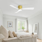 Ventilateur de plafond encastré noir/blanc de 52 pouces avec télécommande et éclairage LED (3 pales)