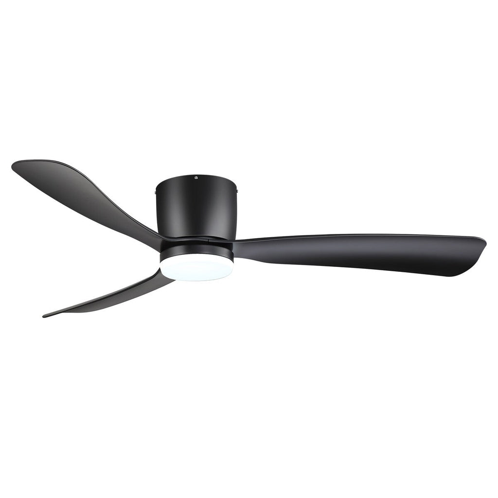 Ventilateur de plafond encastré noir/blanc de 52 pouces avec télécommande et éclairage LED (3 pales)