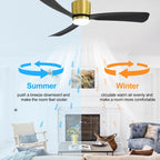 Ventilateur de plafond encastré noir/blanc de 52 pouces avec télécommande et éclairage LED (3 pales)