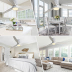 Ventilateur de plafond encastré de style campagnard de 132 cm (52 ​​pouces) avec lumière et télécommande, moteur CC réversible