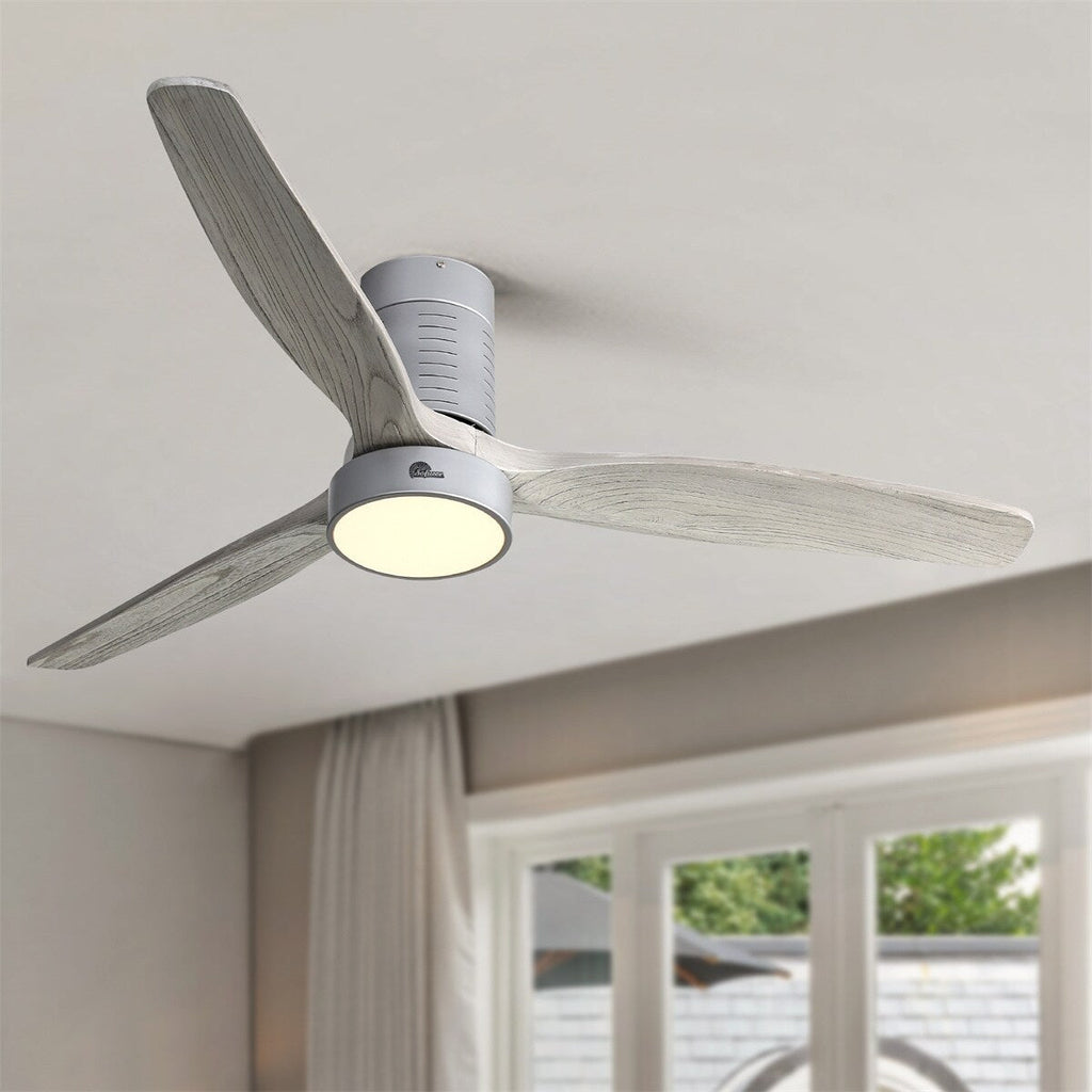 Ventilateur de plafond encastré de style campagnard de 132 cm (52 ​​pouces) avec lumière et télécommande, moteur CC réversible