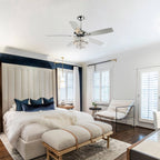 Ventilateur de plafond moderne en cristal à 5 ​​pales, 52 pouces, en bois chromé, avec télécommande