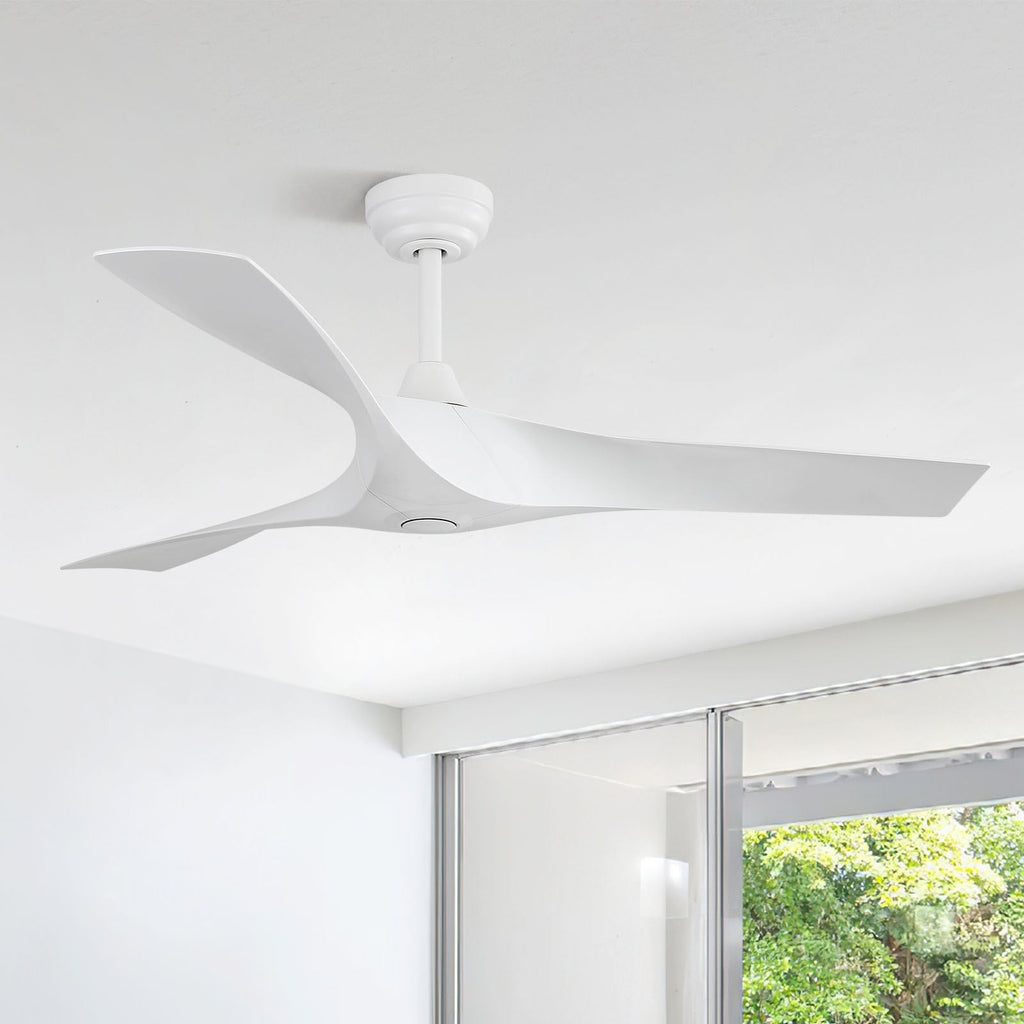 Ventilateur de plafond moderne de 132 cm (52 ​​pouces) en bois massif et ABS avec télécommande (sans éclairage), 6 vitesses de ventilation et flux d'air réversible.