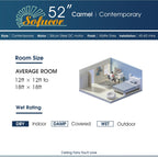 Ventilateur de plafond moderne de 132 cm (52 ​​pouces) en bois massif et ABS avec télécommande (sans éclairage), 6 vitesses de ventilation et flux d'air réversible.