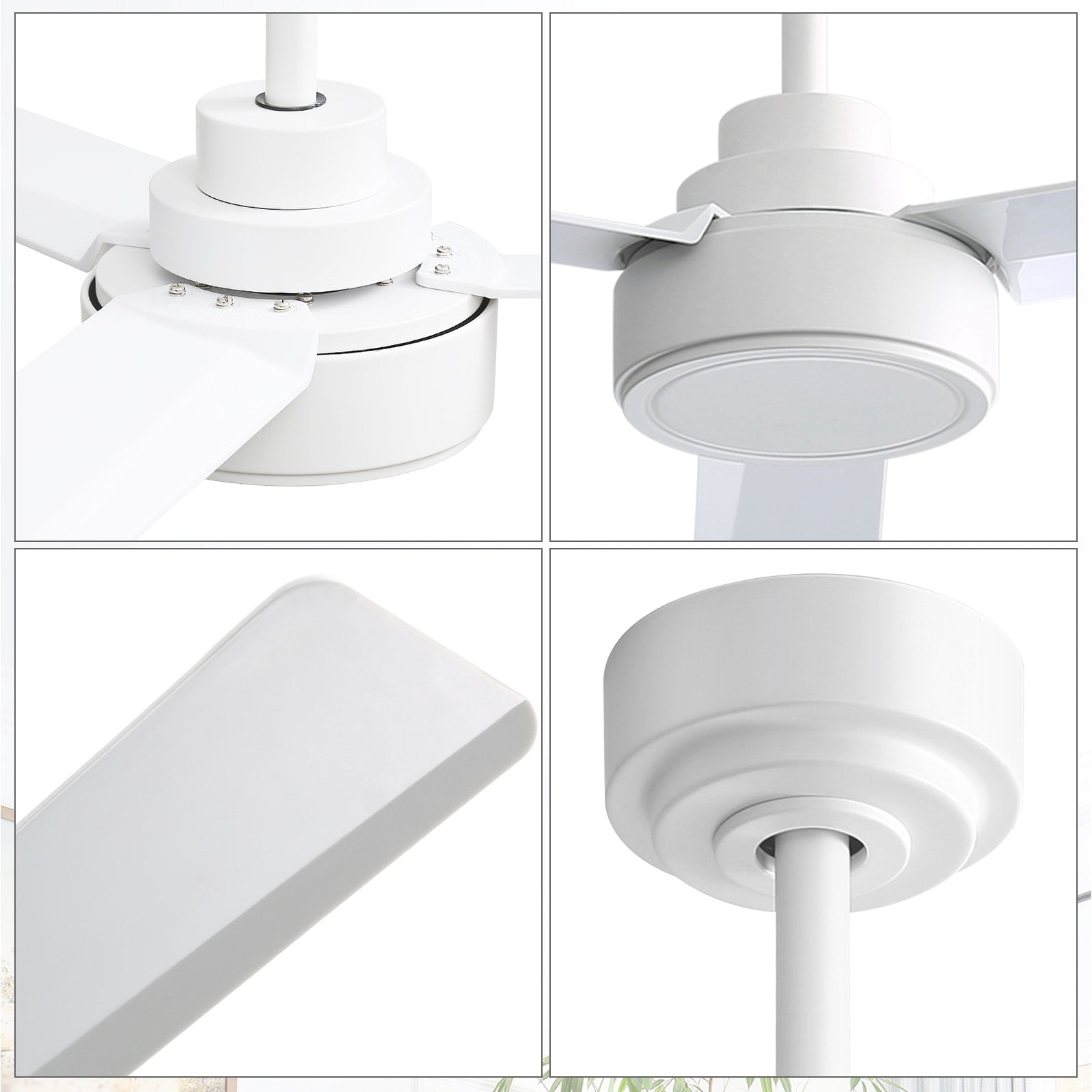 Ventilateur de plafond moderne de 132 cm (52 ​​pouces) en bois massif et ABS avec télécommande (sans éclairage), 6 vitesses de ventilation et flux d'air réversible.