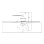 Ventilateur de plafond réversible en bois de 52 pouces, 5 pales, 3 lumières et télécommande