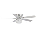 Ventilateur de plafond encastré 52 pouces en chrome cristal avec kit d'éclairage et télécommande