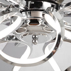 Ventilateur de plafond intérieur moderne chromé/noir de 52 pouces avec éclairage LED à intensité variable et télécommande