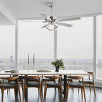 Ventilateur de plafond intérieur moderne chromé/noir de 52 pouces avec éclairage LED à intensité variable et télécommande