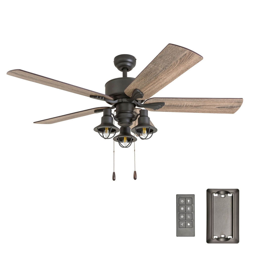 Ventilateur de plafond LED style ferme 52 pouces Prominence Home Sivan Bronze avec télécommande