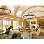 Lustre rond de 54 pouces en forme de roue de chariot avec 24 lumières