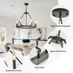 Lustre rond de 54 pouces en forme de roue de chariot avec 24 lumières