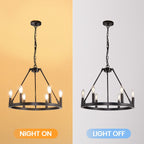 Lustre rond de 54 pouces en forme de roue de chariot avec 24 lumières