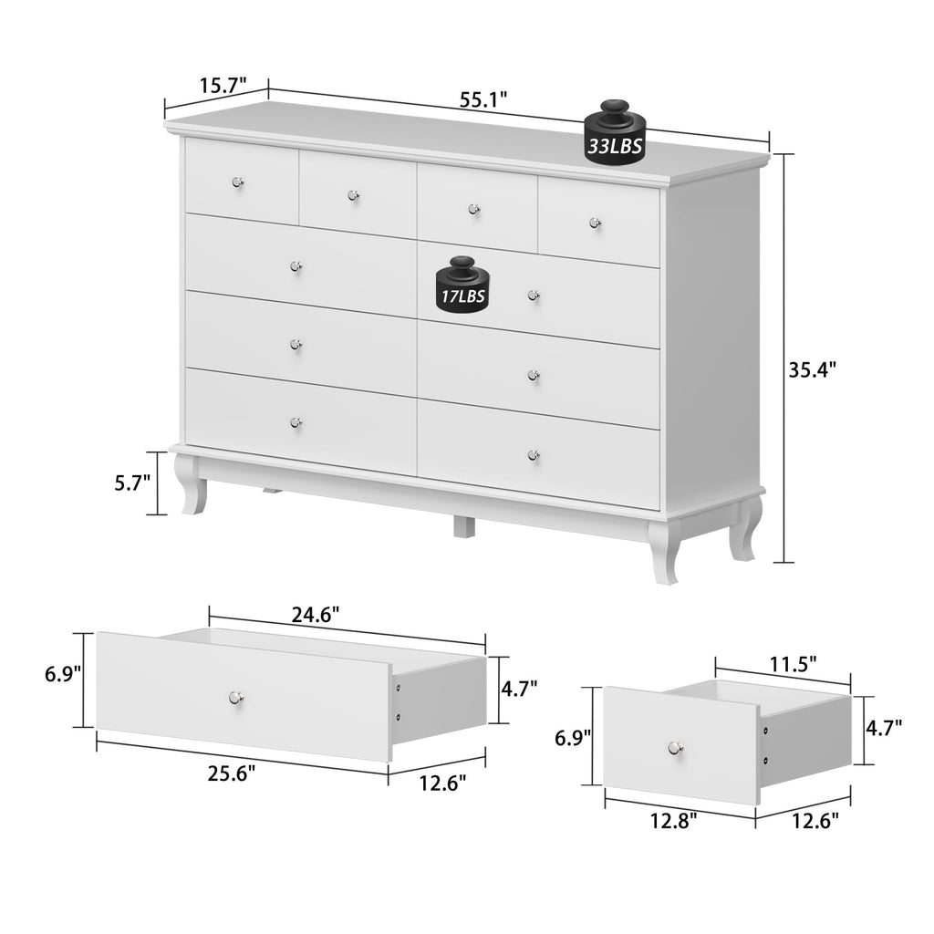 Commode double de 55,1 cm de large avec tiroirs de rangement