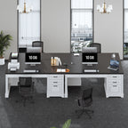 Bureau de direction de style campagnard, bureau à domicile avec tiroir pour dossiers suspendus, support pour écran, prise électrique